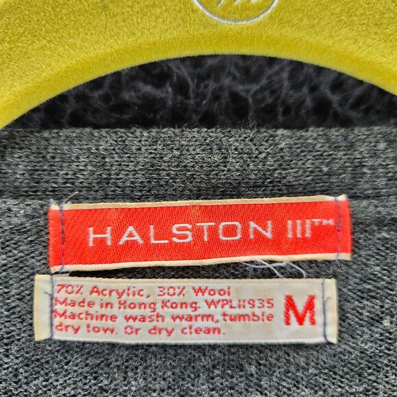 Halston Womens Sweater Gray Size Medium Acrylic/Wool Blend Button Down Pockets - Picture 7 of 12